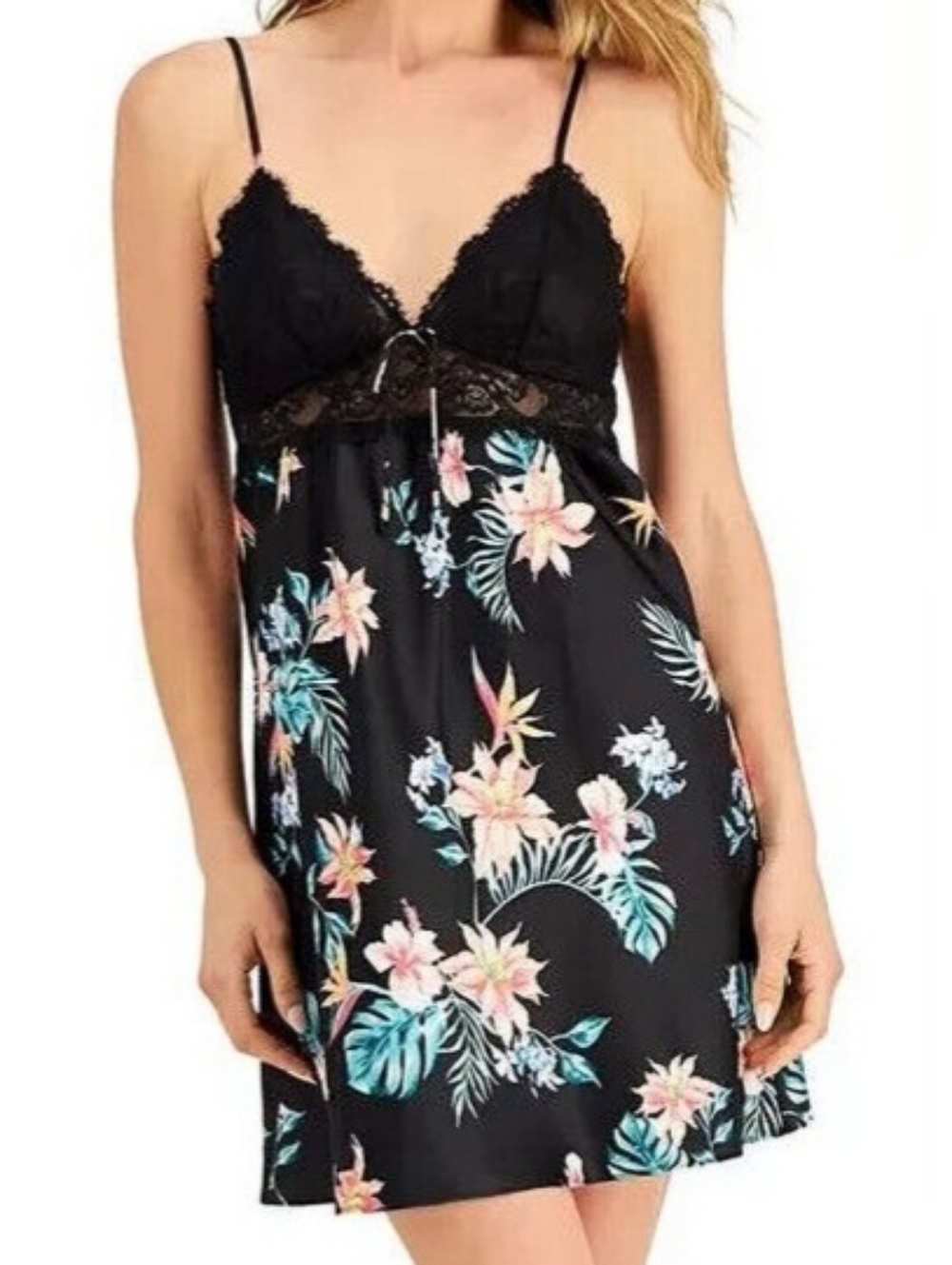 NWT Tropical Vacation Nightgown (Black/Multi) - INC International Concepts